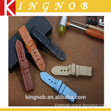 24mm colorful Genuine Calf Leather Alligator Grain Watch Strap For PAM watch 44mm